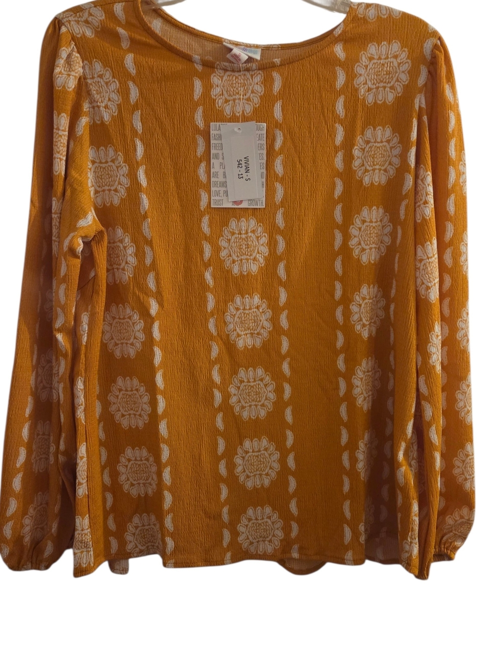 LuLaRoe Women’s Long Sleeve Floral Stripe Top - Mustard/White